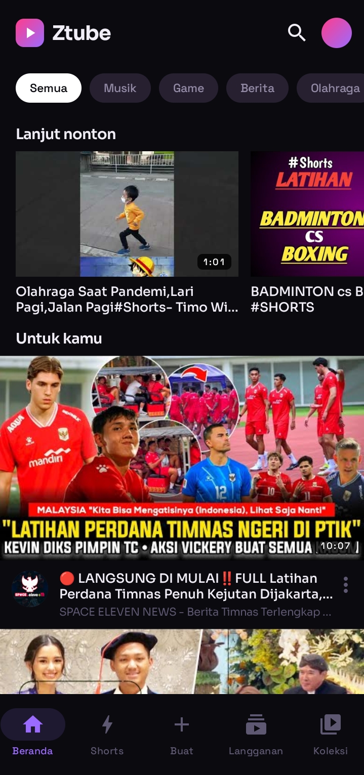 Ztube home feed